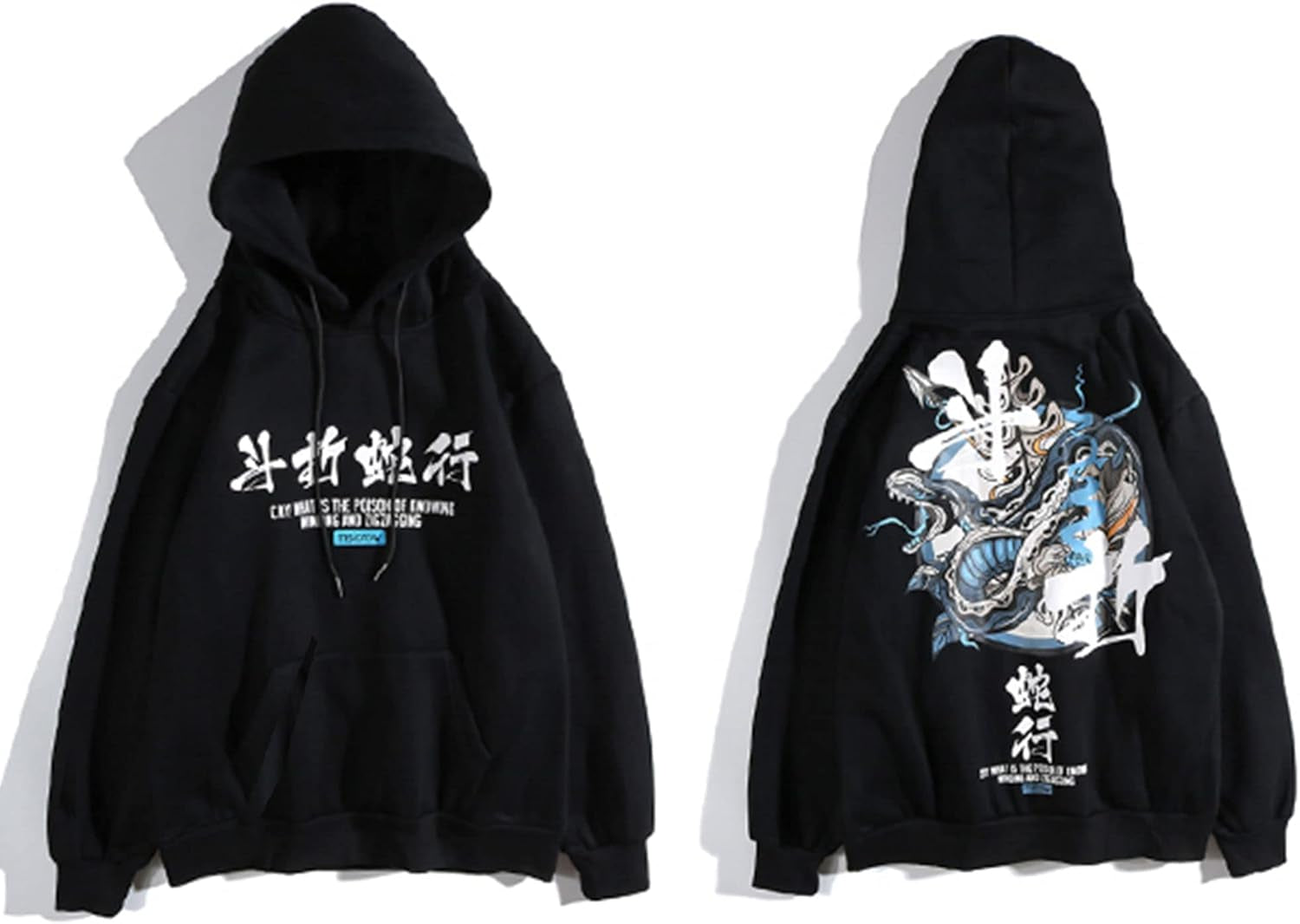 Techware Graphic Hoodies Street Streetwear Hoodie Japanese Oversized Black Mens Hip Hop Sweatshirt