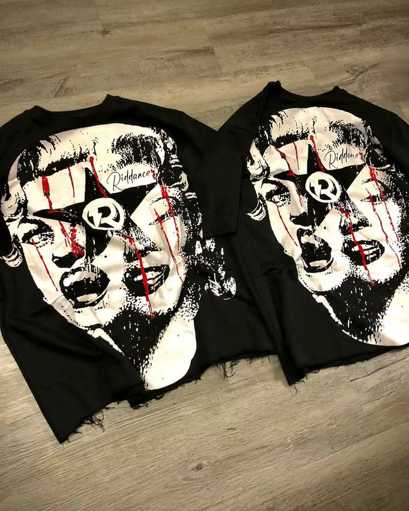 Gothic Punk Oversized Graphic T Shirts Y2K Top Hip Hop Harajuku Short Sleeved Men Women Loose Versatile T Shirt Streetwear Hot