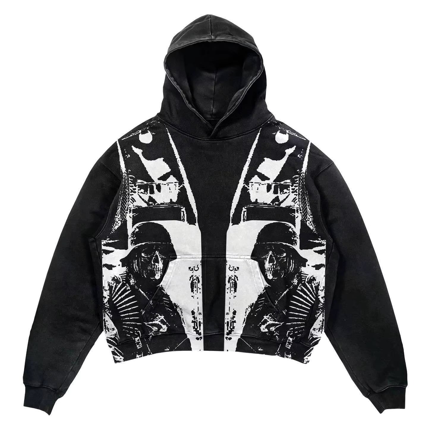 New Retro Men Y2K Hip-Hop Hoodie Fashion Print Casual Harajuku Street Couple Clothing Sweater Anime Hoodie